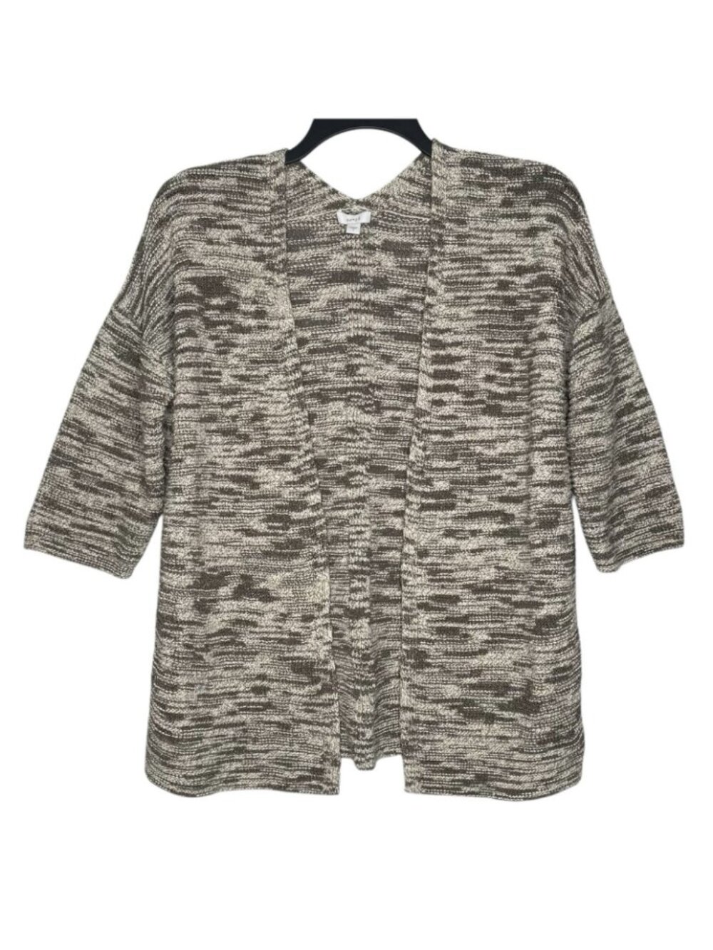 Pure J.Jill Womens Cardigan Size Small Textured Sweater Striped 3/4 Sleeves